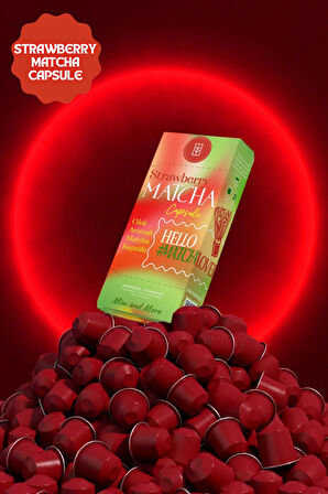 Strawberry Matcha Kapsül - Nespresso Uyumlu, Çilek Aromalı Matcha Tozu, 10'lu Paket