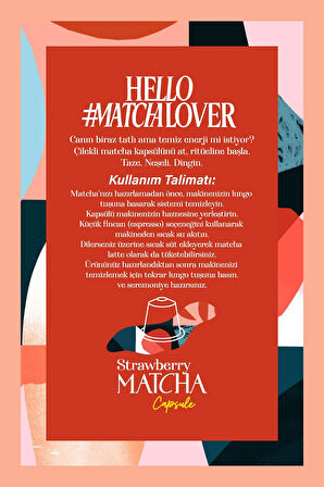 Strawberry Matcha Kapsül - Nespresso Uyumlu, Çilek Aromalı Matcha Tozu, 10'lu Paket