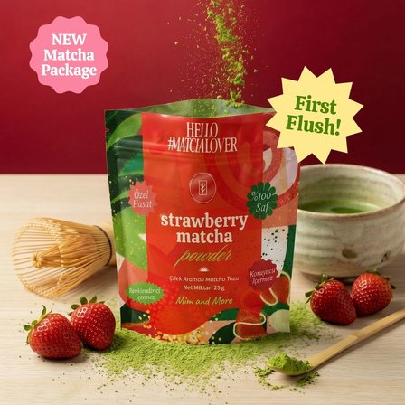 Strawberry Matcha Powder - Çilek Aromalı Matcha Tozu Doypack, 25 gr