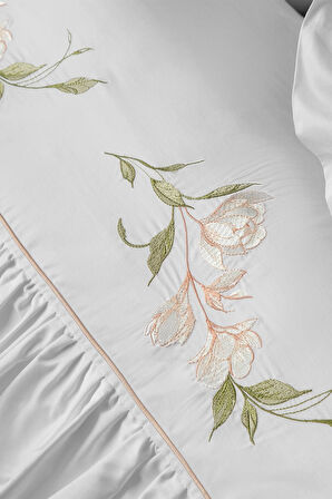 Bovary Nakışlı 300 TC (120 Tel) Pamuk Saten Nevresim Takımı King Size