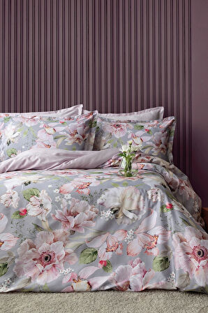 Vanie %60 TENCEL™ Lyocell %40 Pamuk Dijital Saten Nevresim Takımı Aile Seti