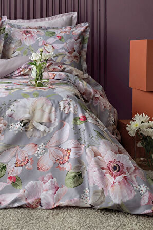 Vanie %60 TENCEL™ Lyocell %40 Pamuk Dijital Saten Nevresim Takımı Aile Seti
