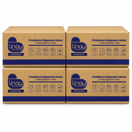 Linay Ultra Soft Z Katlama Dispenser Havlu 2 Katlı 200 Yaprak 48 Paket – 4 Koli