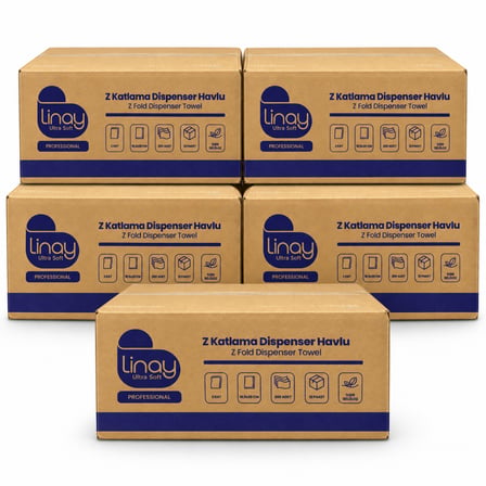 Linay Ultra Soft Z Katlama Dispenser Havlu 2 Katlı 200 Yaprak 60 Paket – 5 Koli