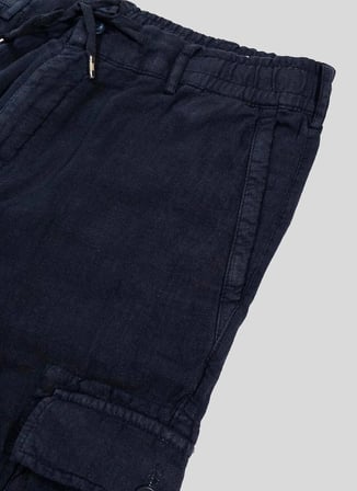 Gmg Fırenze Lacivert Erkek Regular Fit %100 Keten Şort GU24MSS09010