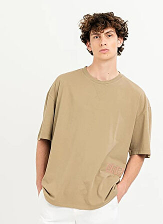 Gmg Fırenze Bisiklet Yaka Ekru Erkek T-Shirt ZR24MSS03050