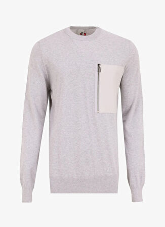 Gmg Fırenze Bisiklet Yaka Slim Fit Gri Melanj Erkek Kazak ZR24MFW04054