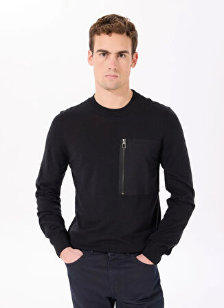 Gmg Fırenze Bisiklet Yaka Slim Fit Siyah Erkek Kazak ZR24MFW04054