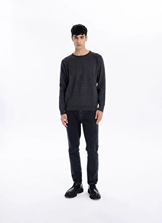 Gmg Fırenze Bisiklet Yaka Slim Fit Antrasit Melanj Erkek Kazak GU24MFW04013