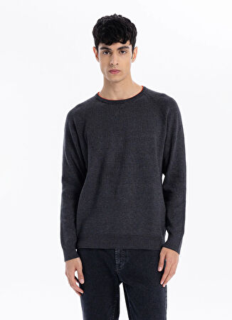 Gmg Fırenze Bisiklet Yaka Slim Fit Antrasit Melanj Erkek Kazak GU24MFW04013