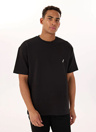 Gmg Fırenze Bisiklet Yaka Siyah Erkek T-Shirt GU25MSS03018