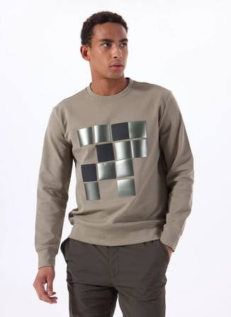 Haki Erkek Bisiklet Regular Fit Sweatshirt GU25MSS08022