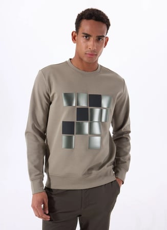 Haki Erkek Bisiklet Regular Fit Sweatshirt GU25MSS08022