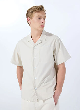 Gmg Fırenze Oversize Apaş Yaka Bej Erkek Gömlek GU25MSS02216