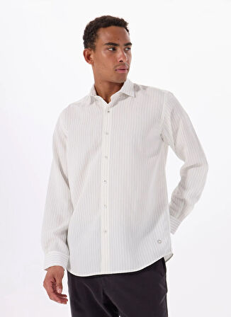 Gmg Fırenze Slim Fit Gömlek Yaka Ekru Erkek Gömlek GU25MSS02218