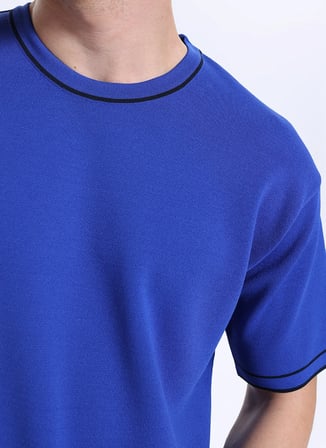 Gmg Fırenze Bisiklet Yaka Oversize Saks Erkek Kazak GU25MFW04027