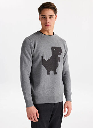 Gmg Fırenze Bisiklet Yaka Regular Fit Gri Erkek Kazak GU25MFW04014