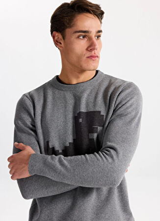 Gmg Fırenze Bisiklet Yaka Regular Fit Gri Erkek Kazak GU25MFW04014