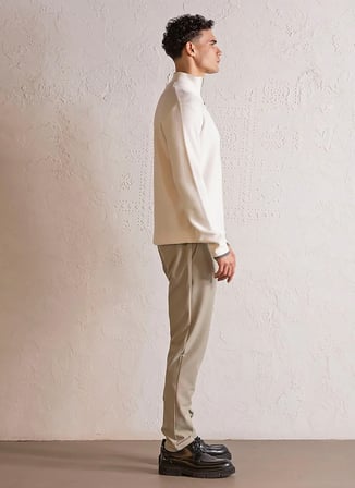 Gmg Fırenze Ekru Erkek Dik Yaka Regular Fit Kazak GU25MFW04013