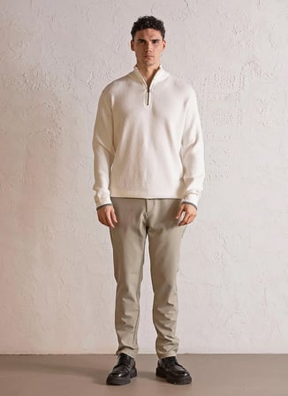 Gmg Fırenze Ekru Erkek Dik Yaka Regular Fit Kazak GU25MFW04013