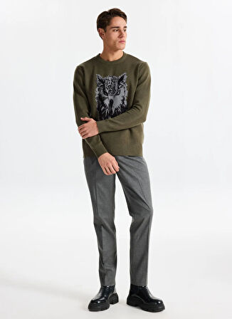 Gmg Fırenze Bisiklet Yaka Regular Fit Haki Erkek Kazak GU25MFW04018