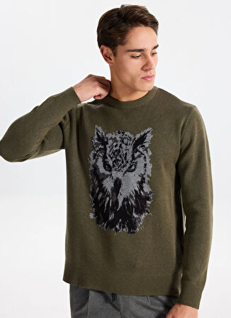 Gmg Fırenze Bisiklet Yaka Regular Fit Haki Erkek Kazak GU25MFW04018