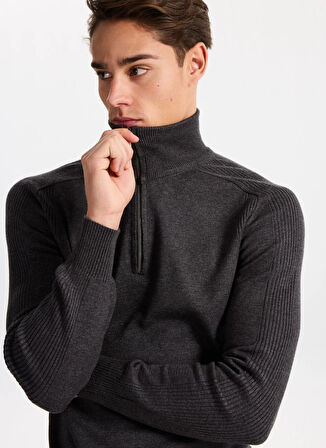 Gmg Fırenze Dik Yaka Regular Fit Antrasit Erkek Kazak GU25MFW04026