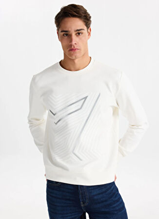 Gmg Fırenze Bisiklet Yaka Ekru Erkek Sweatshırt GU25MFW08031