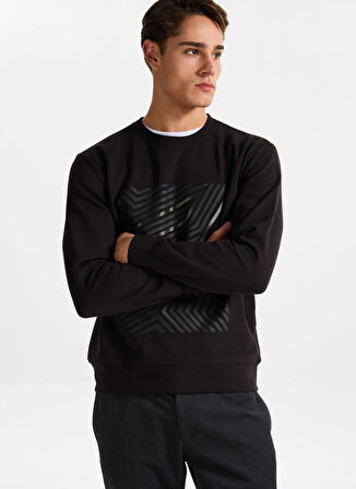 Gmg Fırenze Bisiklet Yaka Siyah Erkek Sweatshırt GU25MFW08031