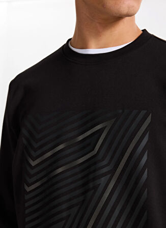 Gmg Fırenze Bisiklet Yaka Siyah Erkek Sweatshırt GU25MFW08031