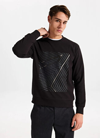 Gmg Fırenze Bisiklet Yaka Siyah Erkek Sweatshırt GU25MFW08031