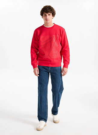 Gmg Fırenze Bisiklet Yaka Kırmızı Erkek Sweatshırt GU25MFW08031