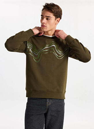 Gmg Fırenze Bisiklet Yaka Haki Erkek Sweatshırt GU25MFW08032