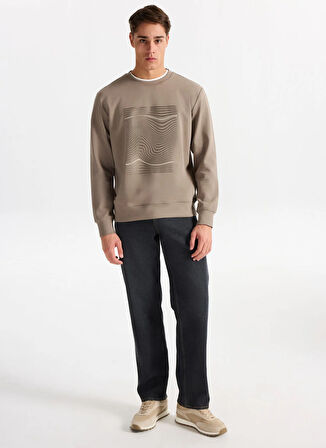 Gmg Fırenze Bisiklet Yaka Koyu Bej Erkek Sweatshırt GU25MFW08024