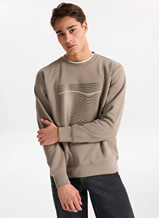 Gmg Fırenze Bisiklet Yaka Koyu Bej Erkek Sweatshırt GU25MFW08024