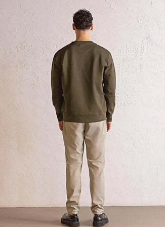Gmg Fırenze Haki Erkek Slim Fit Yazı Baskılı Bisiklet Yaka Sweatshirt GU25MFW08033