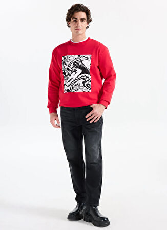 Gmg Fırenze Bisiklet Yaka Kırmızı Erkek Sweatshırt GU25MFW08034