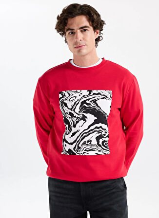 Gmg Fırenze Bisiklet Yaka Kırmızı Erkek Sweatshırt GU25MFW08034