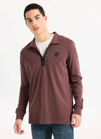 Gmg Fırenze Açık Mürdüm Erkek Regular Fit Logo Baskılı Sweatshirt GU25MFW08022