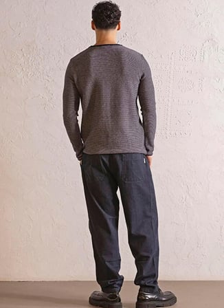 Gmg Fırenze Lacivert Erkek Slim Fit Çizgili Kazak GU25MFW04011