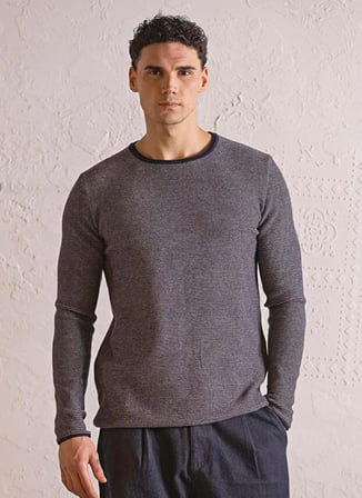 Gmg Fırenze Lacivert Erkek Slim Fit Çizgili Kazak GU25MFW04011