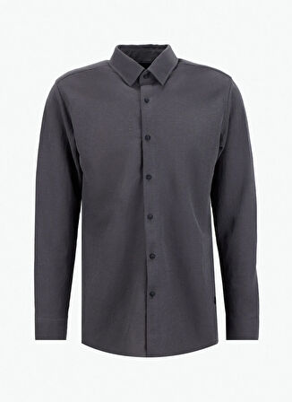 Gmg Fırenze Slim Fit Düğmeli Yaka Antrasit Erkek Gömlek GU25MFW02212