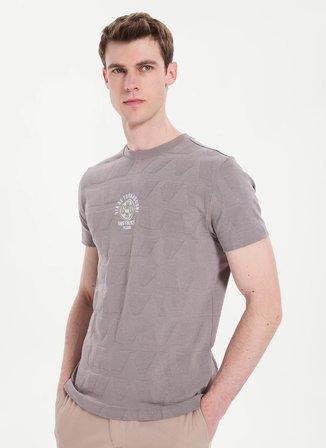 Gmg Fırenze Vizon Erkek Slim Fit Geometrik Desenli T-Shirt GU26MSS03018
