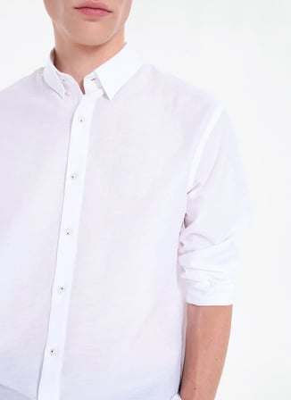 Gmg Fırenze Ekru Erkek Düğmeli Slim Fit Gömlek GU26MSS02208