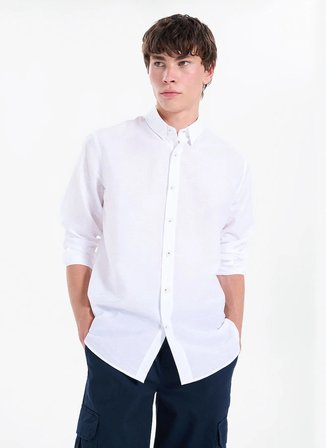 Gmg Fırenze Ekru Erkek Düğmeli Slim Fit Gömlek GU26MSS02208