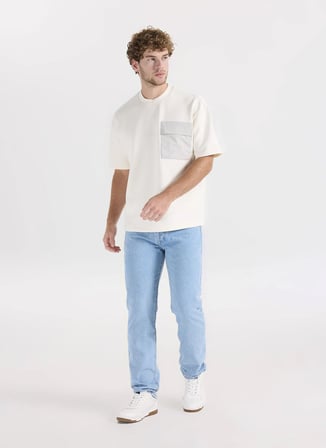 Gmg Fırenze Ekru Erkek Bisiklet Yaka Regular Fit T-Shirt GU26MSS03000