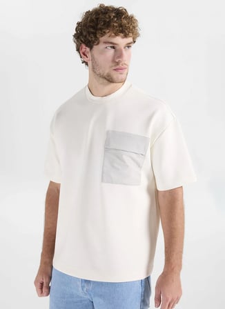 Gmg Fırenze Ekru Erkek Bisiklet Yaka Regular Fit T-Shirt GU26MSS03000