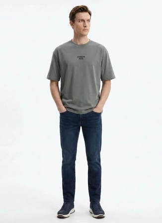 Gmg Fırenze Yeşil Erkek Bisiklet Yaka Regular Fit Baskılı T-Shirt GU26MSS03022