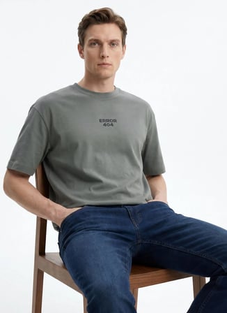 Gmg Fırenze Yeşil Erkek Bisiklet Yaka Regular Fit Baskılı T-Shirt GU26MSS03022