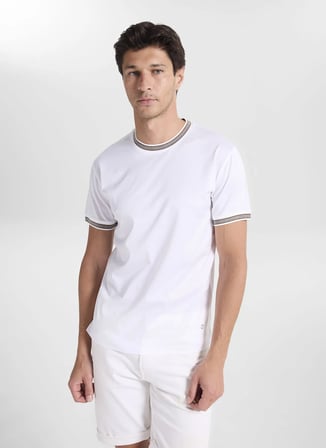 Gmg Fırenze Beyaz Erkek Slim Fit Çizgili T-Shirt GU26MSS03011